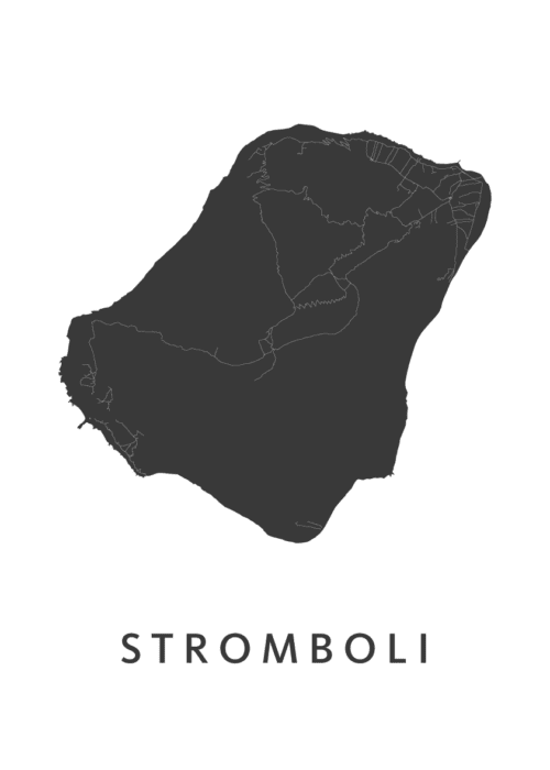 StromboliEilandkaart Wit|KunstinKaart
