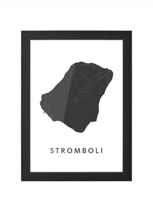 Stromboli Eiland Poster ingelijst in zwarte lijst