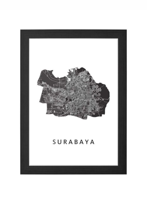 Surabaya Ingelijst in Zwart lijst Kopen | Kunst in Kaart