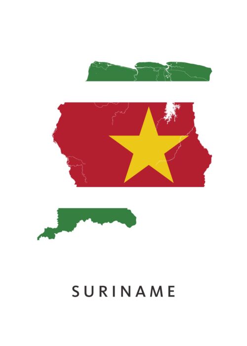 Suriname Landkaart Poster met Landvlag