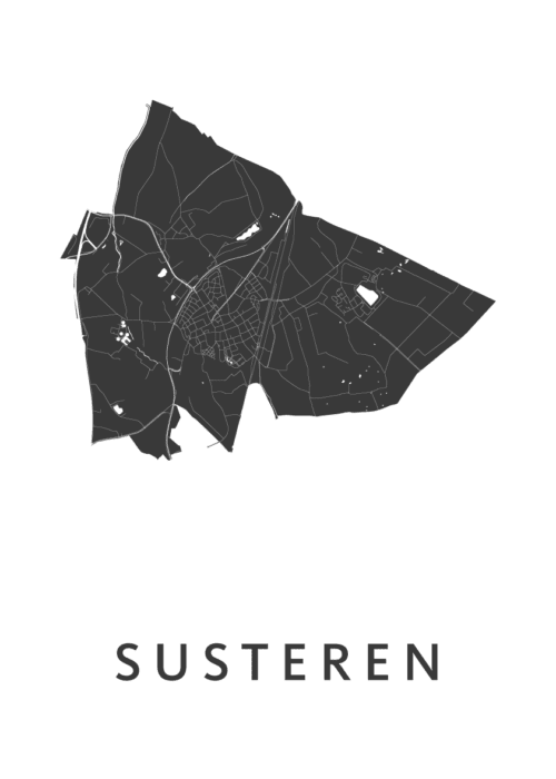 Susteren White Stadskaart Poster Kopen