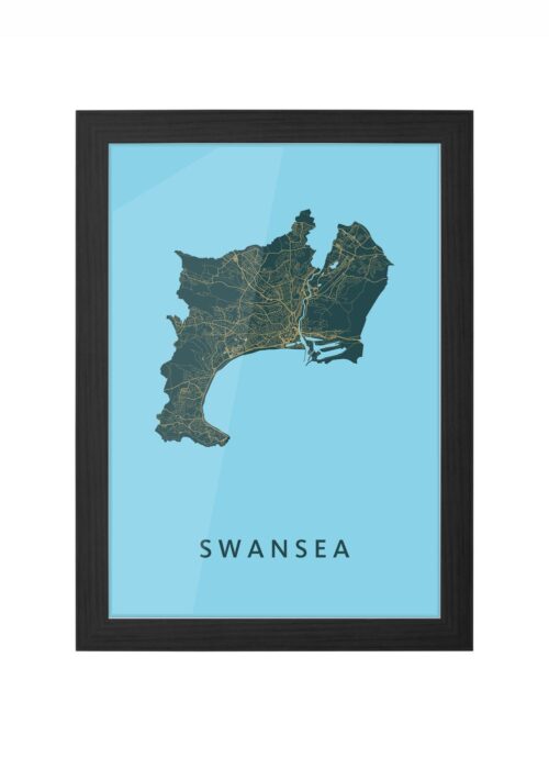 Swansea Azure Ingelijst in Zwart lijst Kopen | Kunst in Kaart