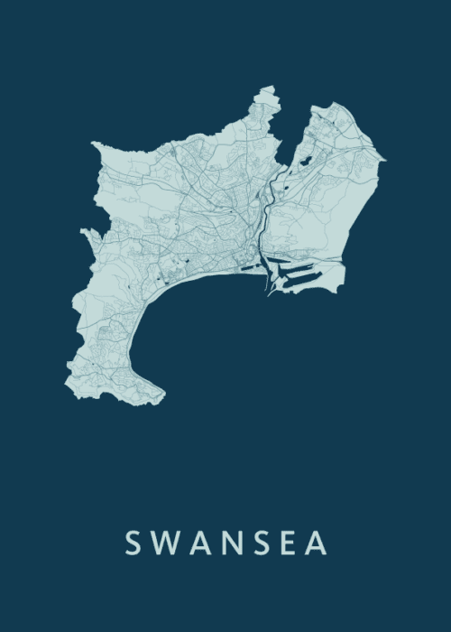 Swansea Feldgrau Stadskaart Poster Kopen