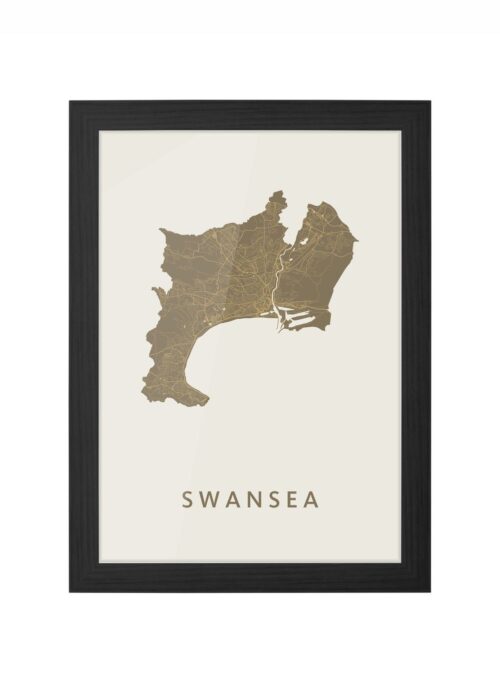 Swansea Gold Ingelijst in Zwart lijst Kopen | Kunst in Kaart