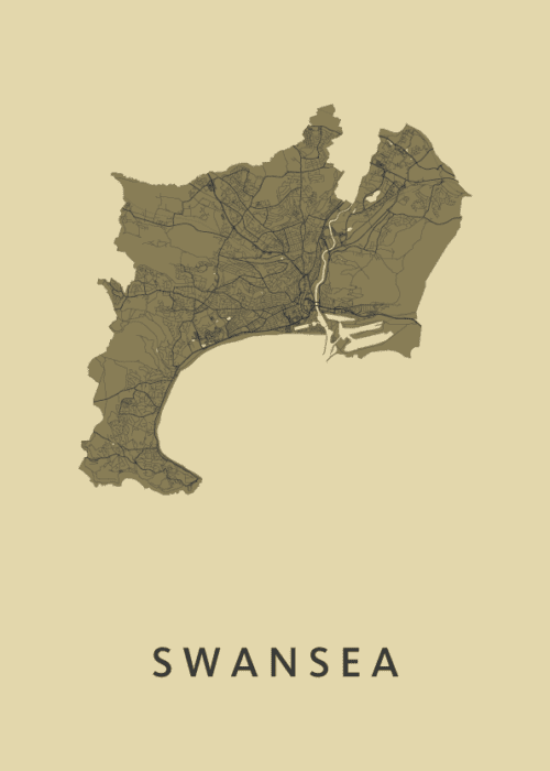 Swansea GoldenRod Stadskaart Poster Kopen