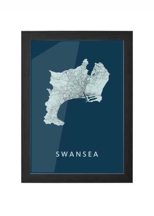 Swansea Navy Ingelijst in Zwart lijst Kopen | Kunst in Kaart