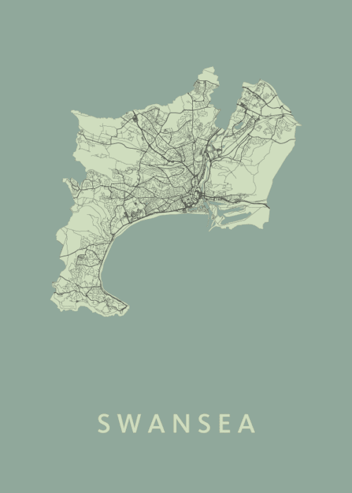 Swansea Stadskaart - Olive
