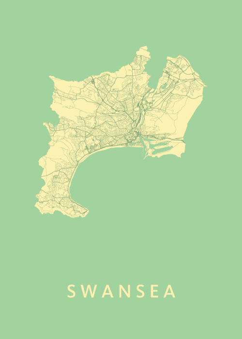 Swansea Spring Stadskaart Poster Kopen