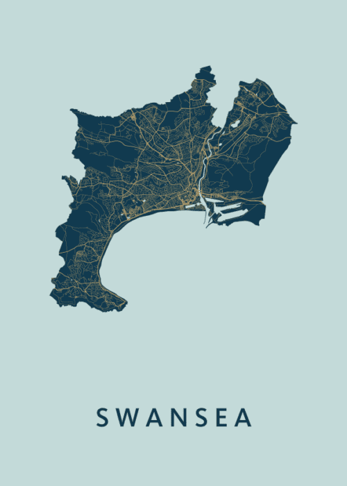 Swansea Stadskaart - Prussian