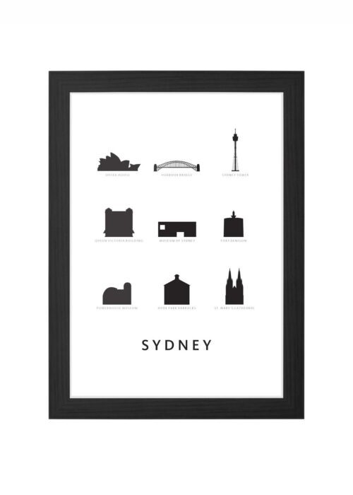 Sydney - Architectuur Print ingelijst in zwarte lijst