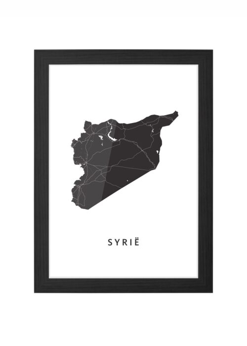 syrië landkaart poster ingelijst in zwarte lijst
