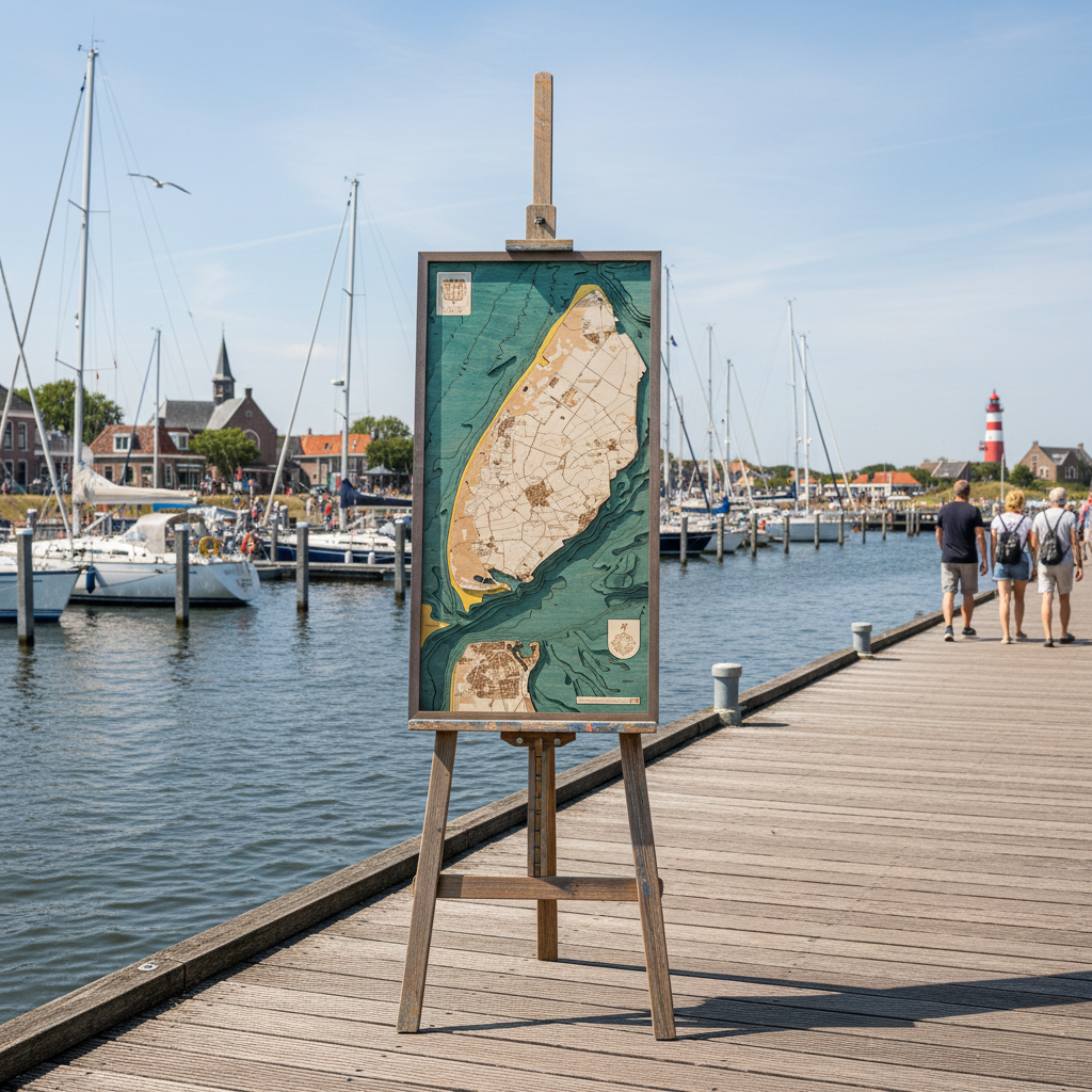 Texel 3D Reliëf Wandkaart van hout - Versie M
