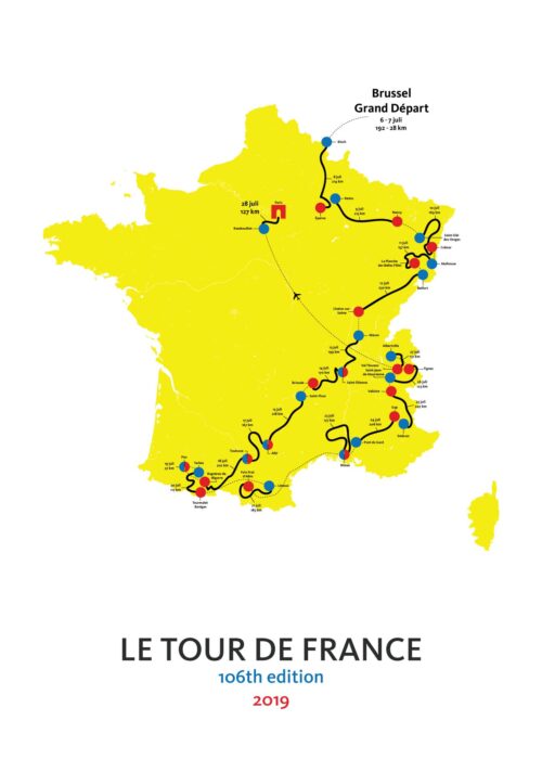 Le Tour de France Kaart Poster