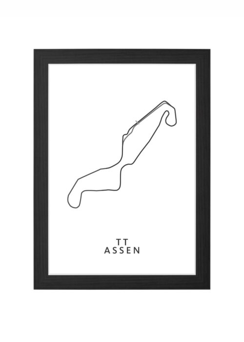 Spa-Francorchamps White Map ingelijst in zwarte lijst