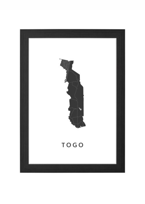 togo landkaart poster ingelijst in zwarte lijst