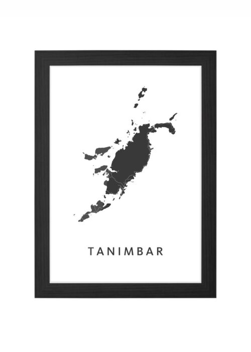 tanimbar eilandkaart poster ingelijst in zwarte lijst