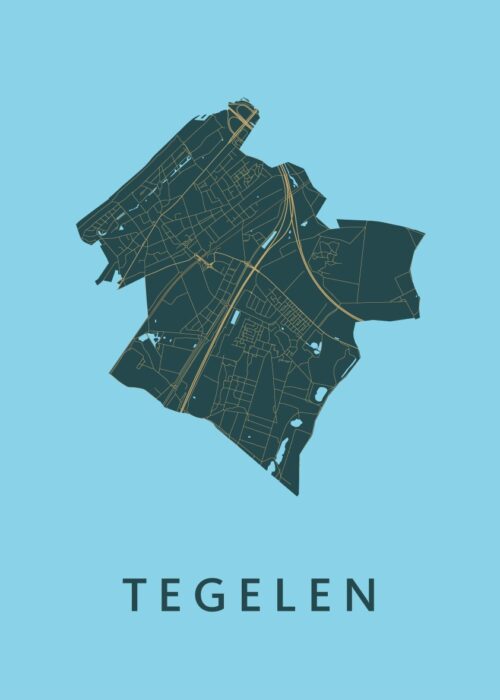 Tegelen Azure Stadskaart Poster Kopen