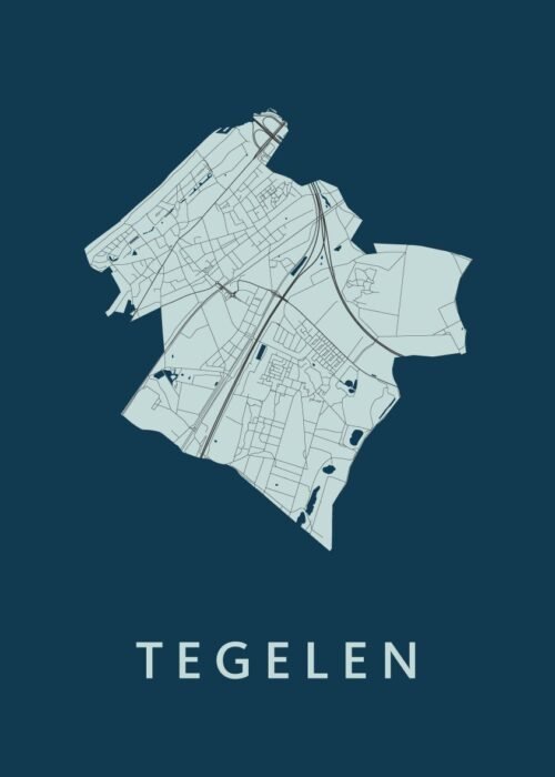 Tegelen Navy Stadskaart Poster Kopen