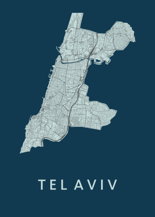Tel Aviv Navy Stadskaart Poster Kopen