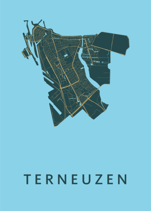 Terneuzen Azure Stadskaart Poster Kopen
