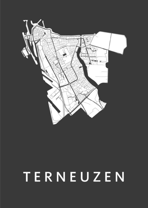Terneuzen Black Stadskaart Poster Kopen
