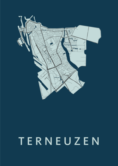 Terneuzen Navy Stadskaart Poster Kopen
