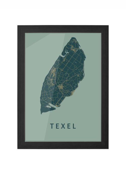 texe eilandkaart stadskaart poster ingelijst in zwarte lijst