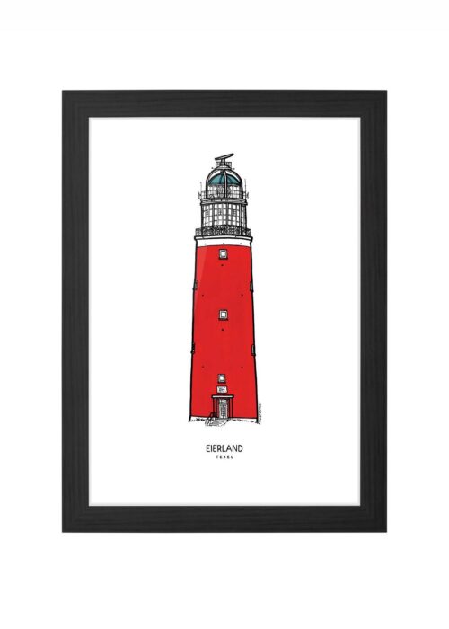 eierland lijntekening poster ingelijst in zwarte lijst