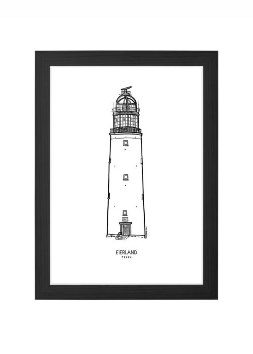 eierland lijntekening poster ingelijst in zwarte lijst