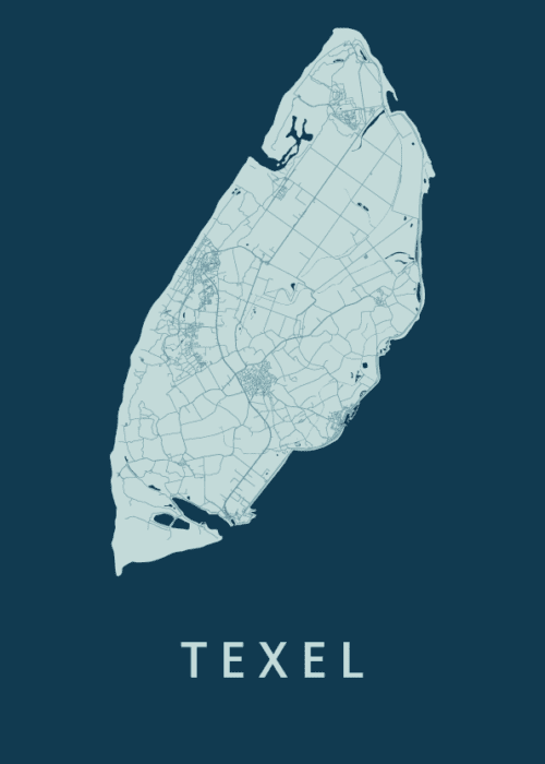 Texel Eilandkaart - Feldgrau poster