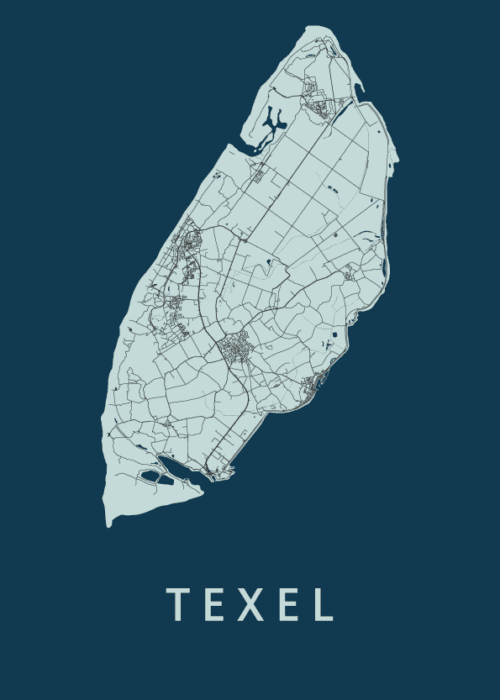 Texel Eilandkaart - Navy poster