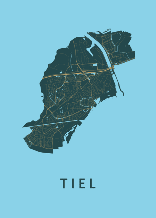 Tiel Stadskaart - Azure poster