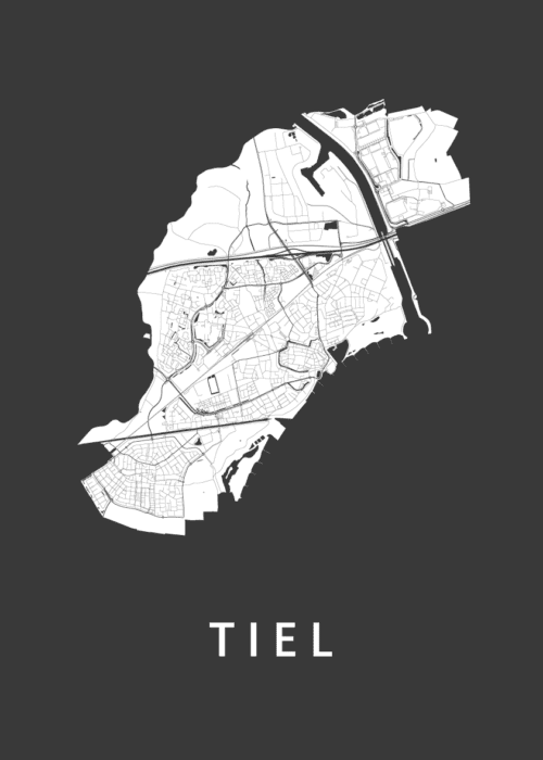 Tiel Stadskaart - Black poster