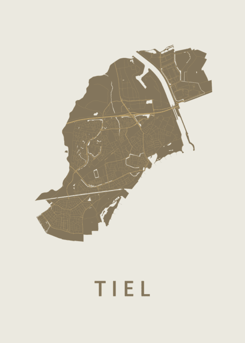 Tiel Stadskaart - Gold poster