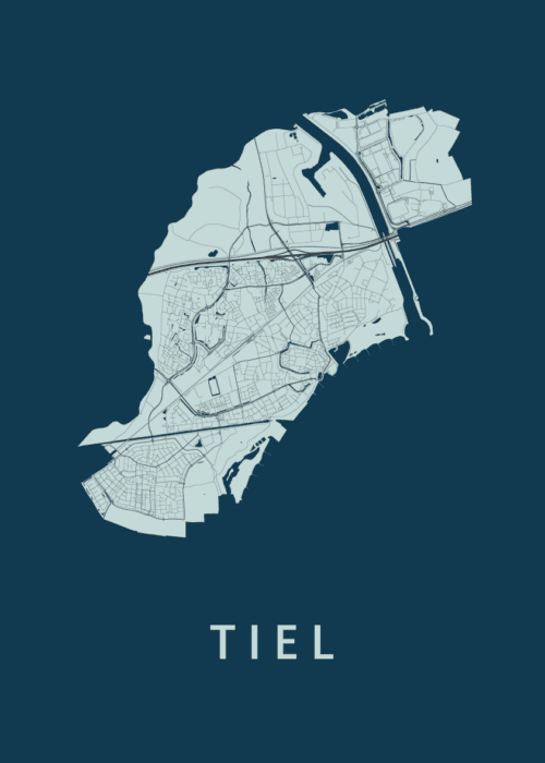 Tiel Stadskaart - Navy poster