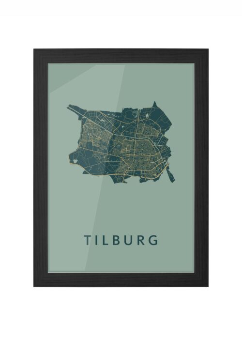 tilburg stadskaart poster ingelijst in zwarte lijst