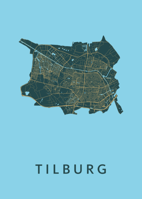 Tilburg Stadskaart poster Azure