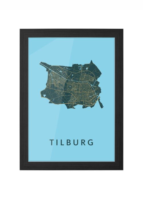 tilburg stadskaart poster ingelijst in zwarte lijst