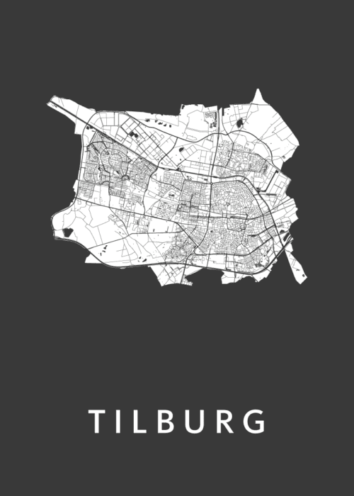 Tilburg Stadskaart poster Black
