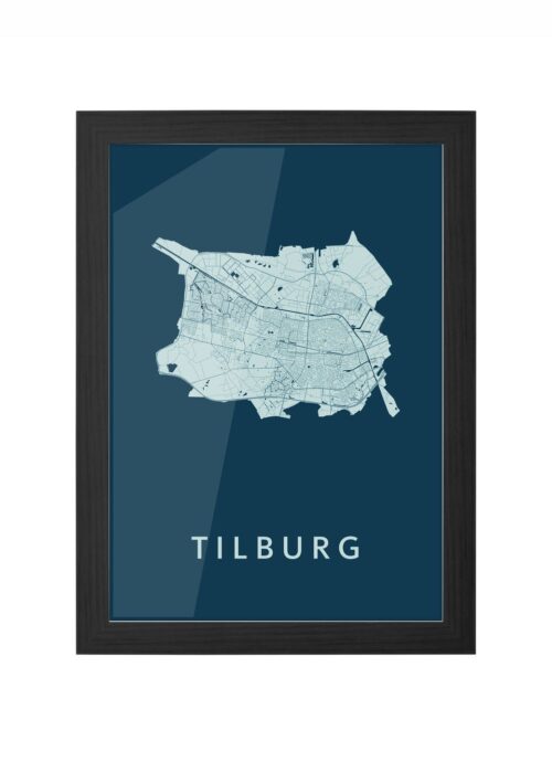 tilburg stadskaart poster ingelijst in zwarte lijst