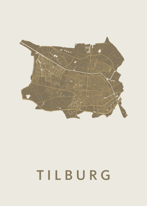 Tilburg Stadskaart poster Gold