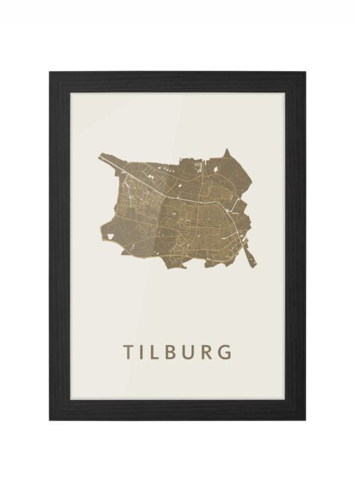 tilburg stadskaart poster ingelijst in zwarte lijst