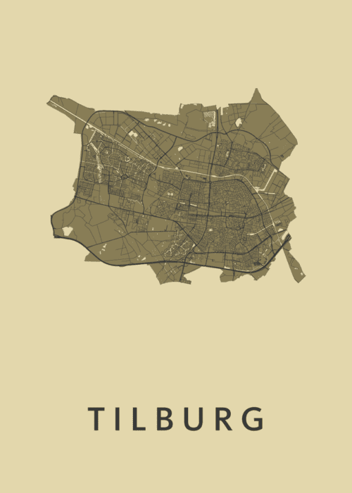 Tilburg Stadskaart poster GoldenRod
