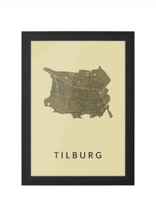 tilburg stadskaart poster ingelijst in zwarte lijst