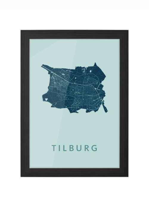 tilburg stadskaart poster ingelijst in zwarte lijst