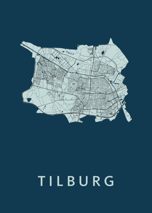 Tilburg Stadskaart poster Navy