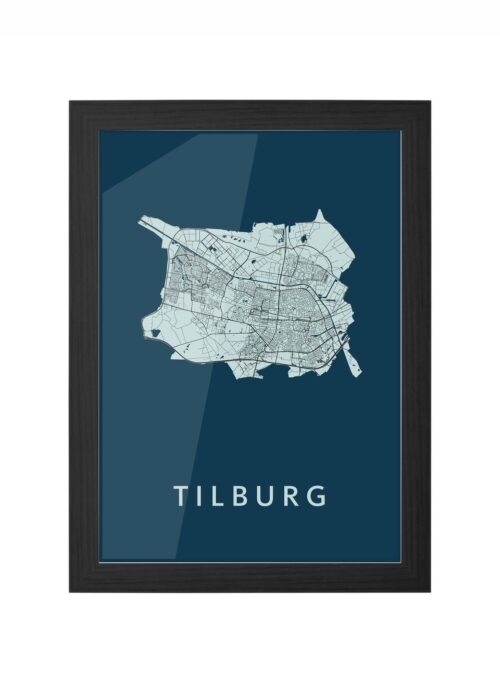 tilburg stadskaart poster ingelijst in zwarte lijst