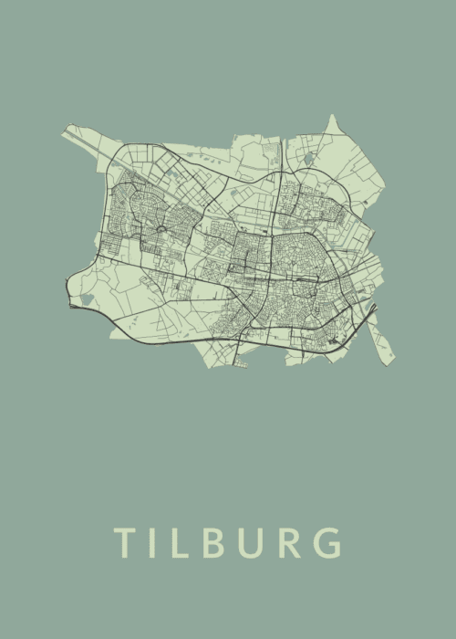 Tilburg Stadskaart poster Olive