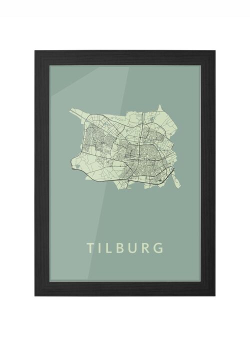 tilburg stadskaart poster ingelijst in zwarte lijst