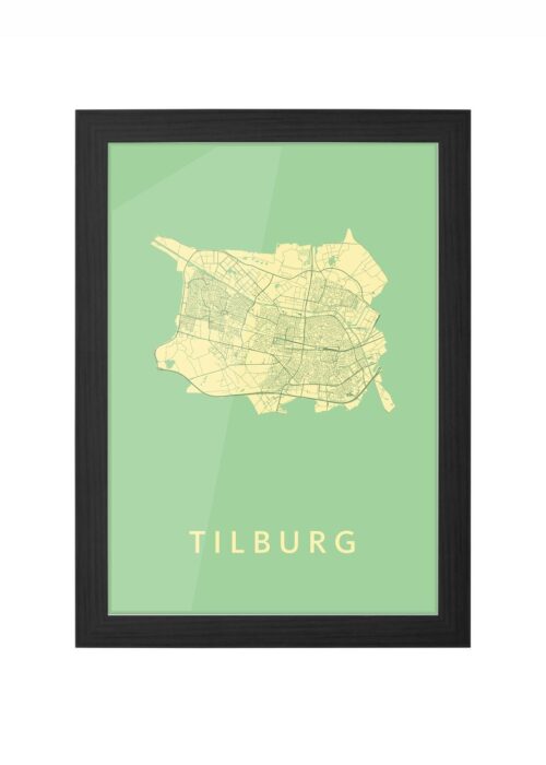 tilburg stadskaart poster ingelijst in zwarte lijst